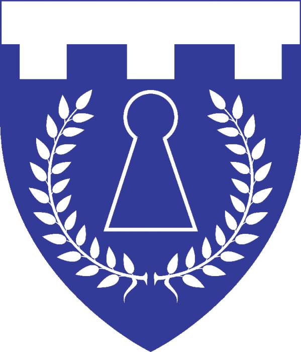 The arms of the Canton of Skeldergate: 'Azure, a keyhole voided within a laurel... The arms of the Canton of Skeldergate: 'Azure, a keyhole voided within a laurel...
