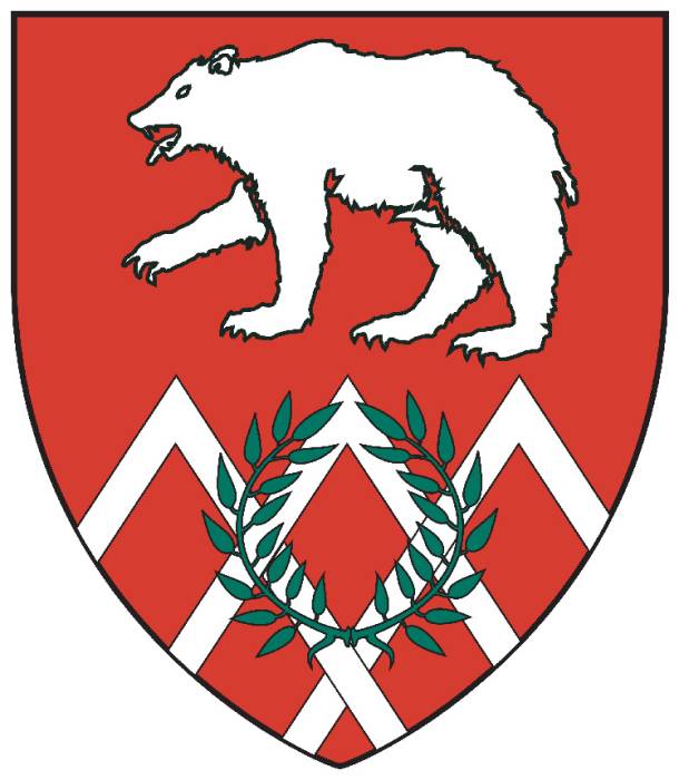 The arms of the Barony of Septentria: 'Gules, three chevronels braced surmounted... The arms of the Barony of Septentria: 'Gules, three chevronels braced surmounted...